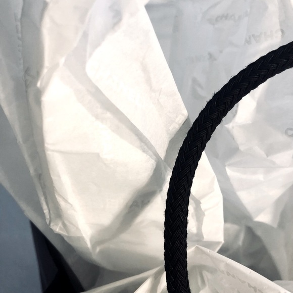Sold!! Chanel Black Paper Shopping Storage Gift Bag + Ribbon & Paper - Picture 7 of 7